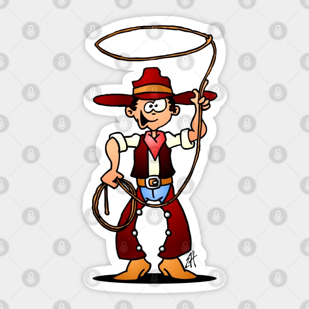 Cowboy with a lasso Sticker by Cardvibes